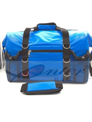 China Blaue Polyester 500D PVC-Reise-Kühltasche mit Siebdruck-/Prägungs-Logo zu verkaufen