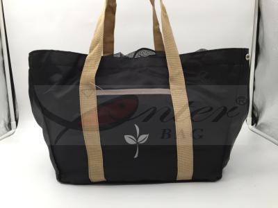 China Bolsos de compras plegables reutilizables del poliéster negro 420D para las compras del supermercado en venta