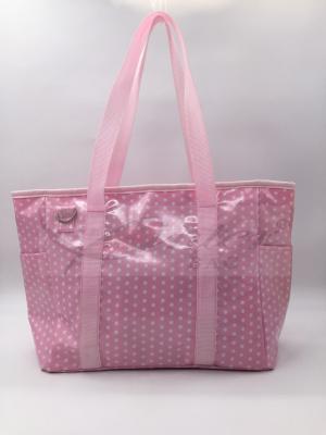 China Las bolsas de pañales elegantes de la capa del poliéster de las bolsas de pañales rosadas del totalizador para la mamá los 33*27*14.5CM en venta