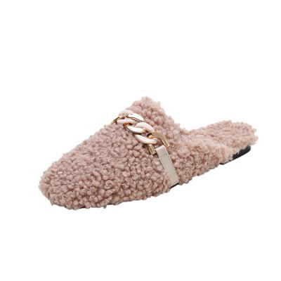 China 2022 Fashion Trend New Design New Design Outdoor Slippers Women's Leisure Baotou Shoes Women Wool Slippers Suede Slippers for sale