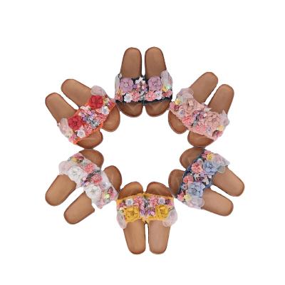 China Cork Shoes Summer Fashion Sandals Anti-odor Handmade Three-dimensional Flower Vamp Ladies Slippers for sale