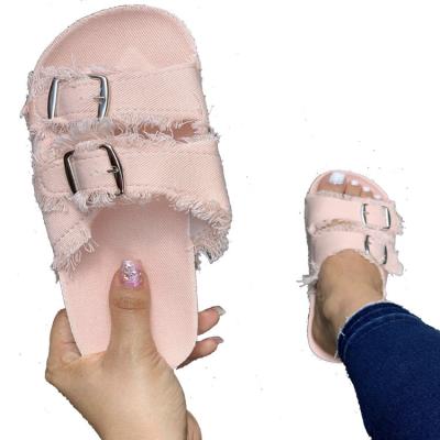 China Fashion Trend 2020 Summer New Use Casual Flat Cool Denim Fashion Drag Wind Female Slippers for sale