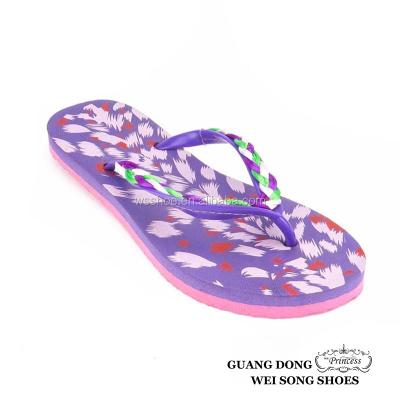 China New Porcelain Print Flower Flip Flops Design Fancy Eva Slipper For Girl for sale