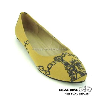 China New Style Lady Fashion Leather Cartoon Slip On Pattern Over The Top Pumps Women Shoes for sale