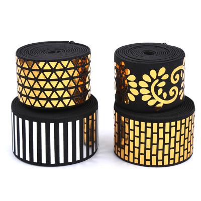 China Gold Silver Trim Sequin Logo Elastic Band Elastic Band For Gaiters Headband for sale