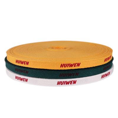 China Custom printed thick high tenacity rainbow logo cotton twill webbing pure storage tape for yoga march for sale