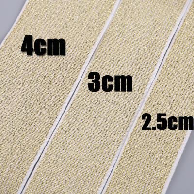 China 2cm 2.5cm 3cm 3.5cm 4cm 5cm elastics in stock gold glitter silver lurex webbing elastic band with lurex for sale