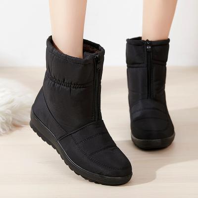 China Women Flat Winter Add Thick Warm Velvet Cotton Shoes Waterproof Short Boots Plus Size Snow Boots for sale