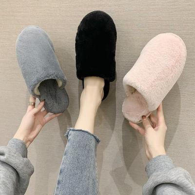 China New style warm plush fashion trend hot sale slippers for autumn and winter home and indoor plush slippers for sale