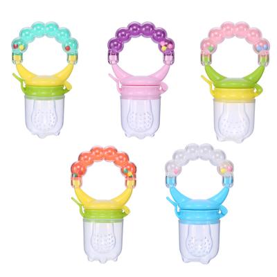 China Toy Wholesale Baby Silicone Pacifier Baby Fruit and Vegetable Rattle Bite Music Bell Pacifier Soft Toys for sale