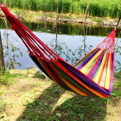 China Latest Portable Outdoor Garden\fasion Hammock Sports Home Stripe Hang Bed Hammock Travel Camping Swing Canvas for sale