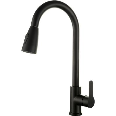 China Pull Out Spray Pull Down Single Sprayer Handle Kitchen Sink Faucet 304 Stainless Steel Black And Gold Sell CLASSIQUE Core for sale