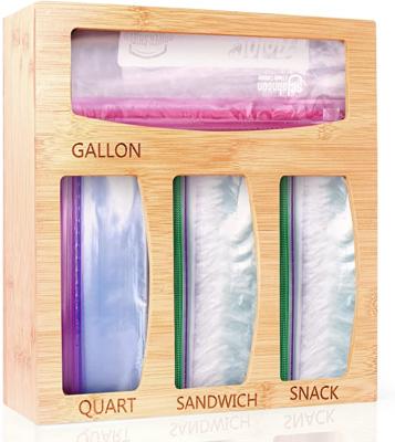 China 2022 China Factory Viable Bamboo Kitchen Food Bag Holder Drawer Container Ziplock Organizer Baggie Storage for sale