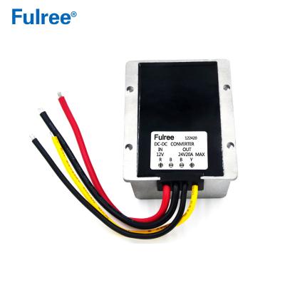 China Aluminum Alloy Fulree DC 12V To DC 24V 20A 480W Step Up Converter 12 Volt Boost To 24 Volt 20 Amp 480 Watt Voltage Booster for sale