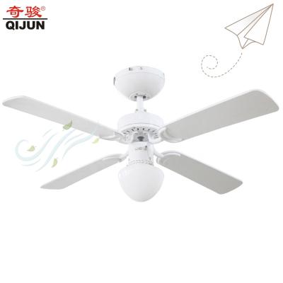 China High Efficiency 42 Inch 4 MDF Wood Plank Decorative Ceiling Fan White Color With Light for sale