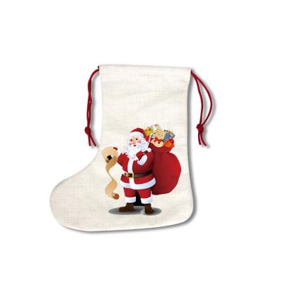 China Eco - Friendly Materials Customized Sublimation Christmas Canvas Socks White Blank Christmas Stocking for sale