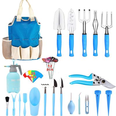 China Garden Tool Kit Set Garden Gardening Tool Kit Planting Flowers Canvas Bag Shears Aluminum Gardening Tools for sale