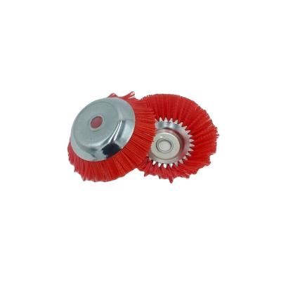 China Wire Brush Crimp Weed Brush Lawn Mower Wire Weed Brush Easily Cleaned Nylon Swinging Head Weeding Wheel Twisted Wheel For Weeding for sale