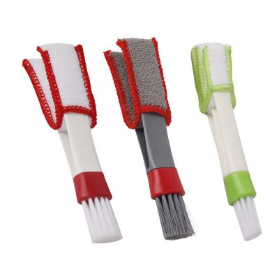 China Car Air Conditioning Duct Cleaning Brush Car Dashboard Multifunctional Interior Tool Soft Bristle Brush Viable Dusting Double Head for sale