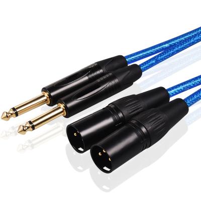 China COMPUTER Factory Whosale Dual 6.35mm TS To Dual XLR 3 Pin Male Cannon Stereo Speaker Audio Cable for sale