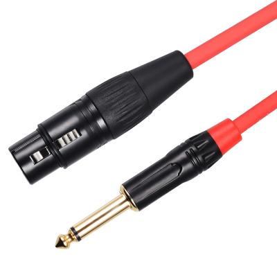 China Factory Wholesale Mono TS 6.35mm Low Noise To XLR 3 Pin Female Cannon Balance Audio Cable Mixer Mic Amplifier Manufacturer Customizatio for sale