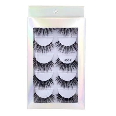 China Deeply 5 Pairs Natural Thick Fluffy Tape Mink Lashe 5d Laser 5d Mink False Eyelashes False Wispy Full Lashes Wholesale for sale