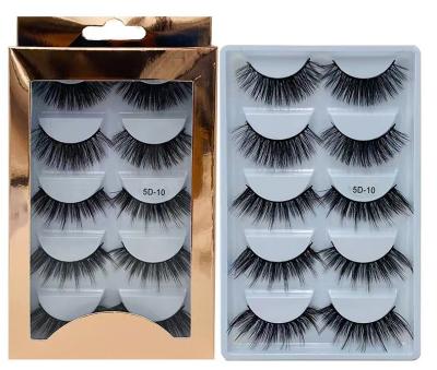 China Deeply 5 Pairs Natural Thick Box Packing Laser 5d Mink False Eyelashes Custom Eyelash for sale