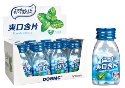 China Garrafa plástica fresca super disponível da vitamina C Sugar Free Mints Packed In 20g dos doces de hortelã do OEM à venda