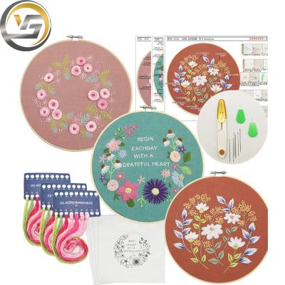 China China 3pcs/set 3D Embroidery Set DIY Cross Stitch Kits Flower Plants Series Embroidery Kits for sale