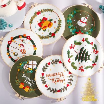 China China Original Handmade Embroidery Package DIY Christmas Gift Snowman Christmas Tree Embroidery Material Kits for sale