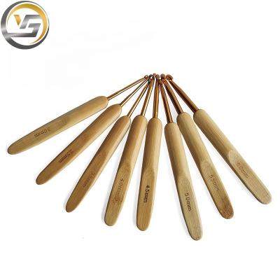 China Bamboo+Aluminum Eco-Friendly Wholesale Vintage Handle Knitting Needle Crochet Hook Crochet Hook Set for sale