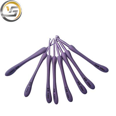 China Purple ABS+Aluminum Plastic Handle Oxidized Crochet Needle Knitting Knitting Tools Crochet Hook Kit for sale