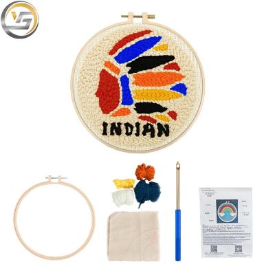 China China Craft Gift DIY Cartoon Punch Needle Sets Embroidery DIY Punch Needle Kit With Hoop for sale