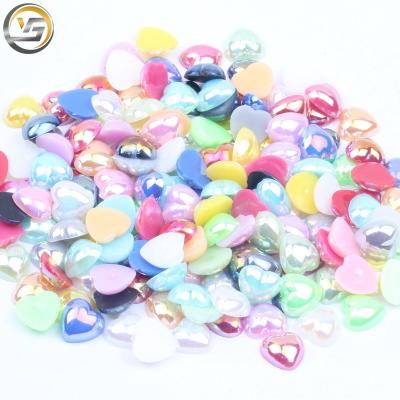 China 1000pcs/bag Flatback Heart Shape AB Crystal Flat Back Half Cut Bead For Decoration for sale