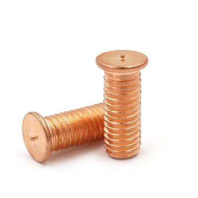 China Precisión piezas no estándares Servicio OEM Acero Recauchutado de cobre Stud Un punto de soldadura tornillo 3mm-50mm longitud en venta