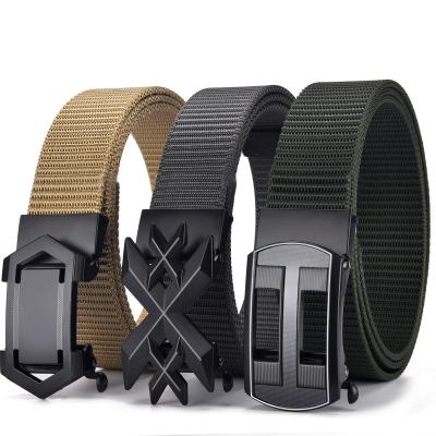 China Canvas Cloth Belt Men's Nylon Belt Soft Amazon Business High Quality Automatic Belt Buckle Military Wholesale for sale