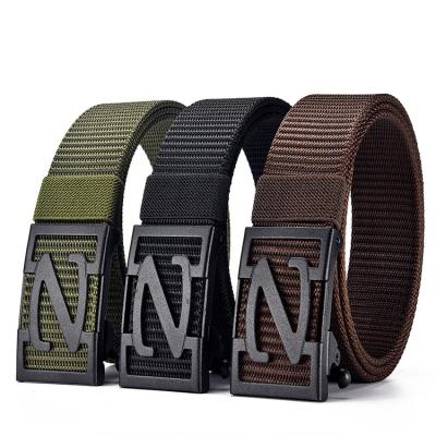 China Good quality custom made men's belt business flexible professional manufacturing canvas buckle automatic belt for sale