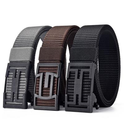 China Simple Design Fashion Business Webbing Military Tactical Outdoor Nylon Cloth Belt Soft Customized Webbing Soft Customized Automatic Buckle for sale