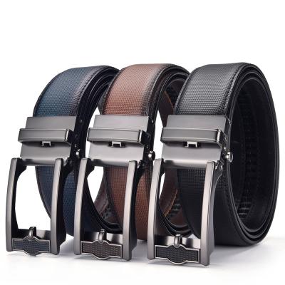 China Wholesale Soft Male Business Ratchet Waist Ties Gift Wide Automatic Buckle Belt Black Strong Business Casual Men Leather Belts for sale