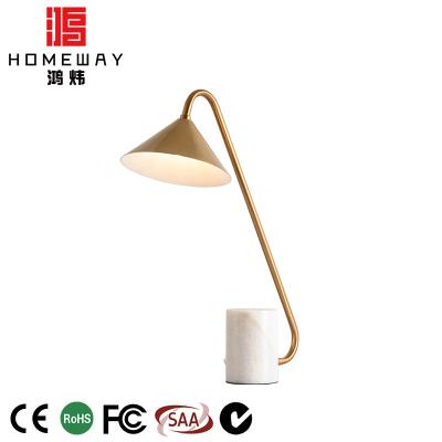 China New Inventions Durable Natural White Marble Base Brass Reading Lamp Bulb Decor Home Table Lamp for sale