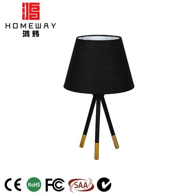 China Feature Brass Plated On Tripod Legs Table Lamp Decoration Fabric Candle Shade Luxury Table Lamp For Reading for sale