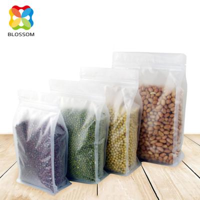 China Recyclable Flat Bottom Gusset Side Zipper Laminated Frosted Food Packaging Plastics for sale