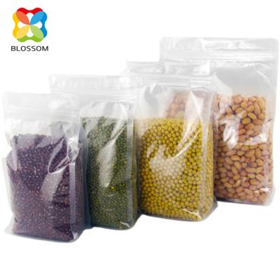 China Recyclable Clear Transparent Plastic Stand Up Zipper Eight Side Gusset Snack Seal Packaging Bags for sale