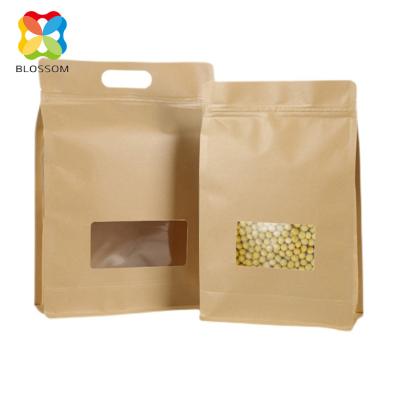 China Wholesale Custom Recyclable Eight Side Gusset Seal Pouch Flat Bottom Side Coffee Storage Bag With Zipper for sale