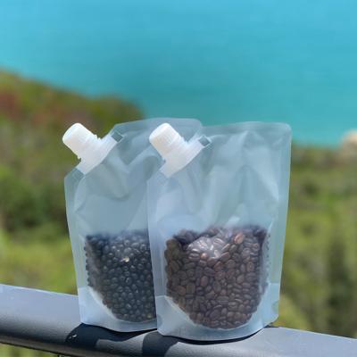 China Matte Transparent Nozzle Moisture Proof Plastic Bag Stand Up Pouch With Spout For Beverage Liquid Coffee Beans for sale