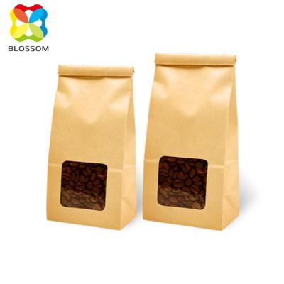 China High Barrier Customized Printed Plastic Laminated Flat Bottom Kraft Paper Bag For Coffee for sale