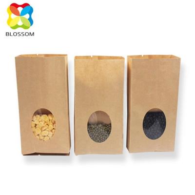 China Moisture Proof Plastic Stand Up Brown Kraft Food Packaging Bags With Window for sale