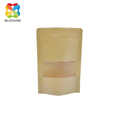 China Moisture Proof Custom Printed Plastic Stand Up Tea Kraft Paper Bag With Window for sale