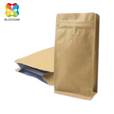 China Custom Paper Barrier Food Packaging Coffee Valve Kraft Bag Stand Up Pouch for sale