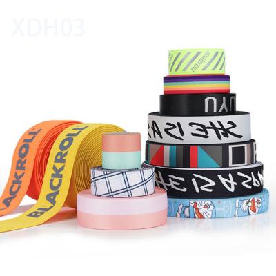 China Custom Namebrand Logo Jacquard Print Running Wrist Elastic Bra Satin Strap Branded Elastic Band For Sports Bra for sale